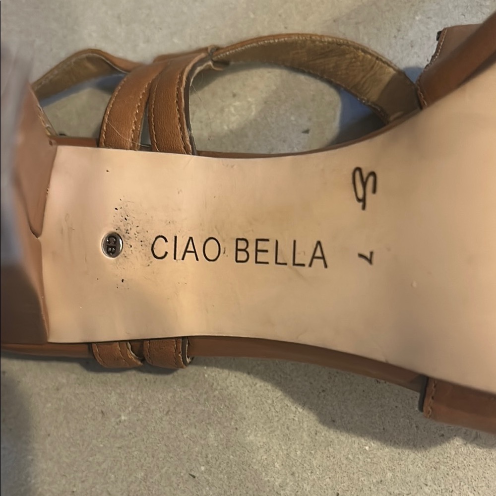 Ciao Bella Sophisticated Tan High Heels with Strappy Design Sz 7 - Picture 11 of 14